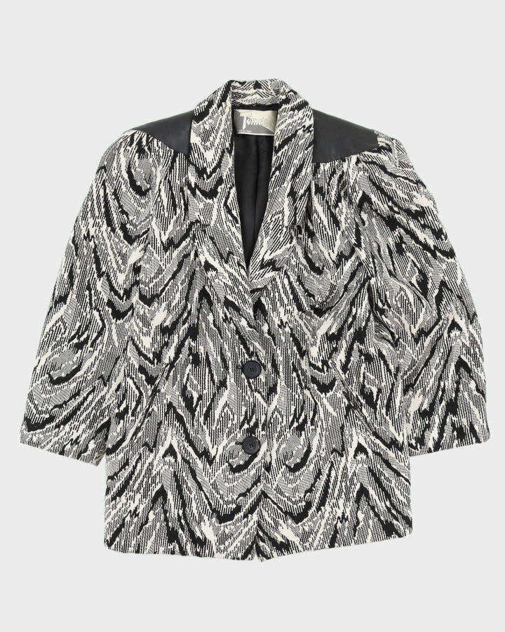 1990s Black And White Patterned Short Coat - L