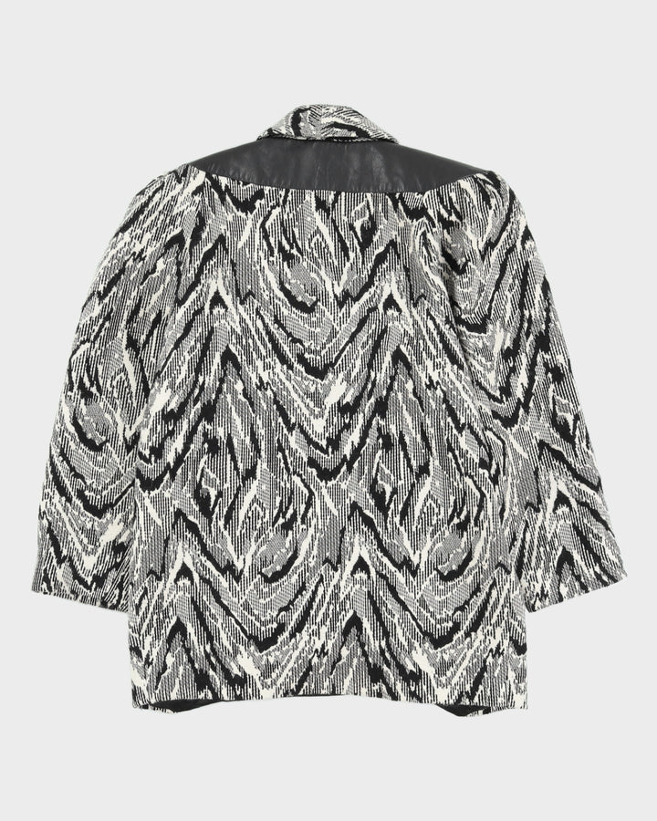 1990s Black And White Patterned Short Coat - L