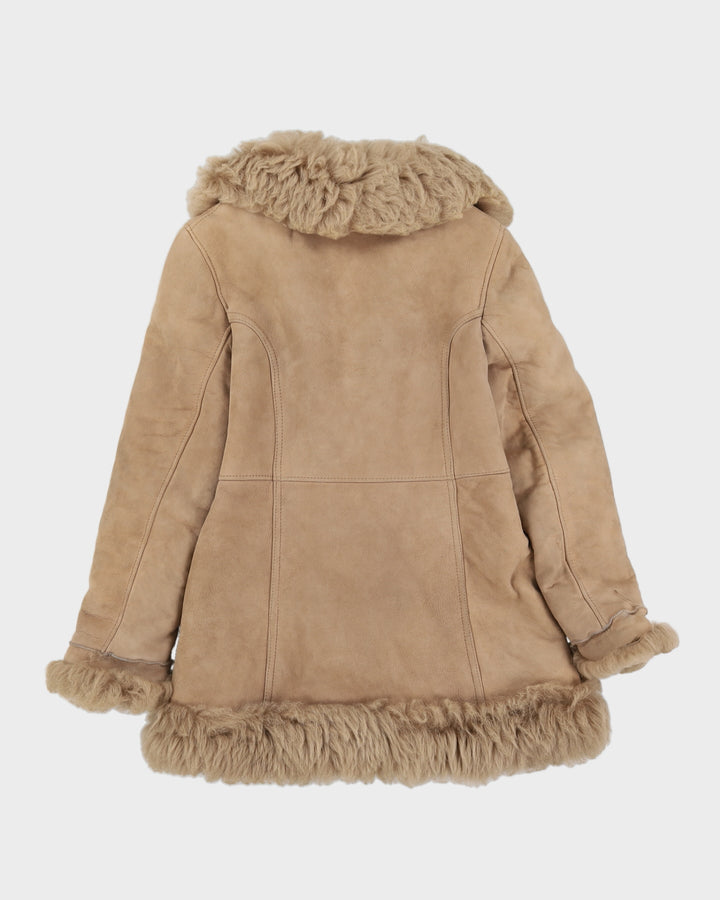 Beige Fur Lined Sheepskin Jacket - XS