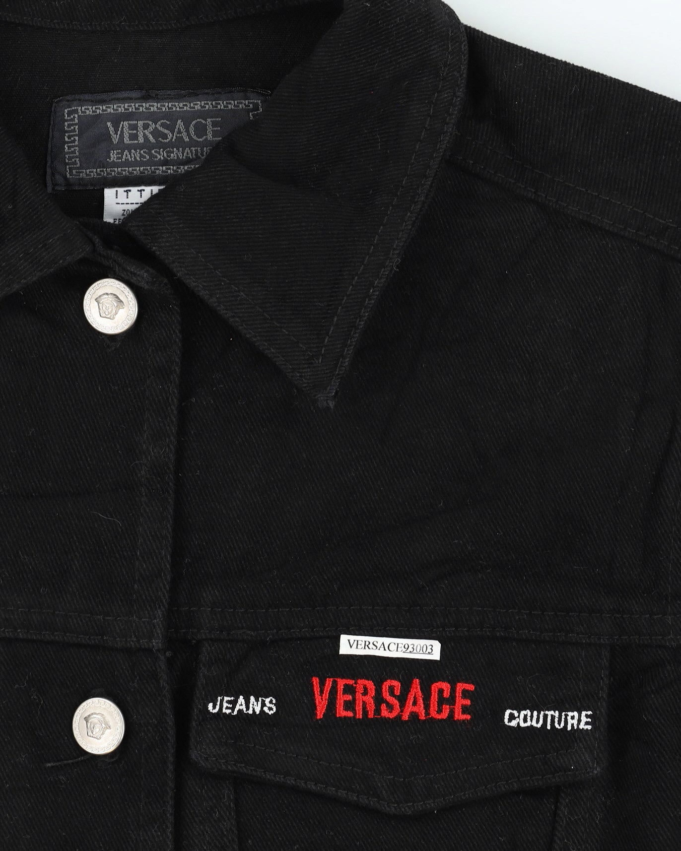 Versace Black Denim Embroidered Jacket - S