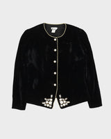 Black Embellished Velvet Blazer Jacket - M