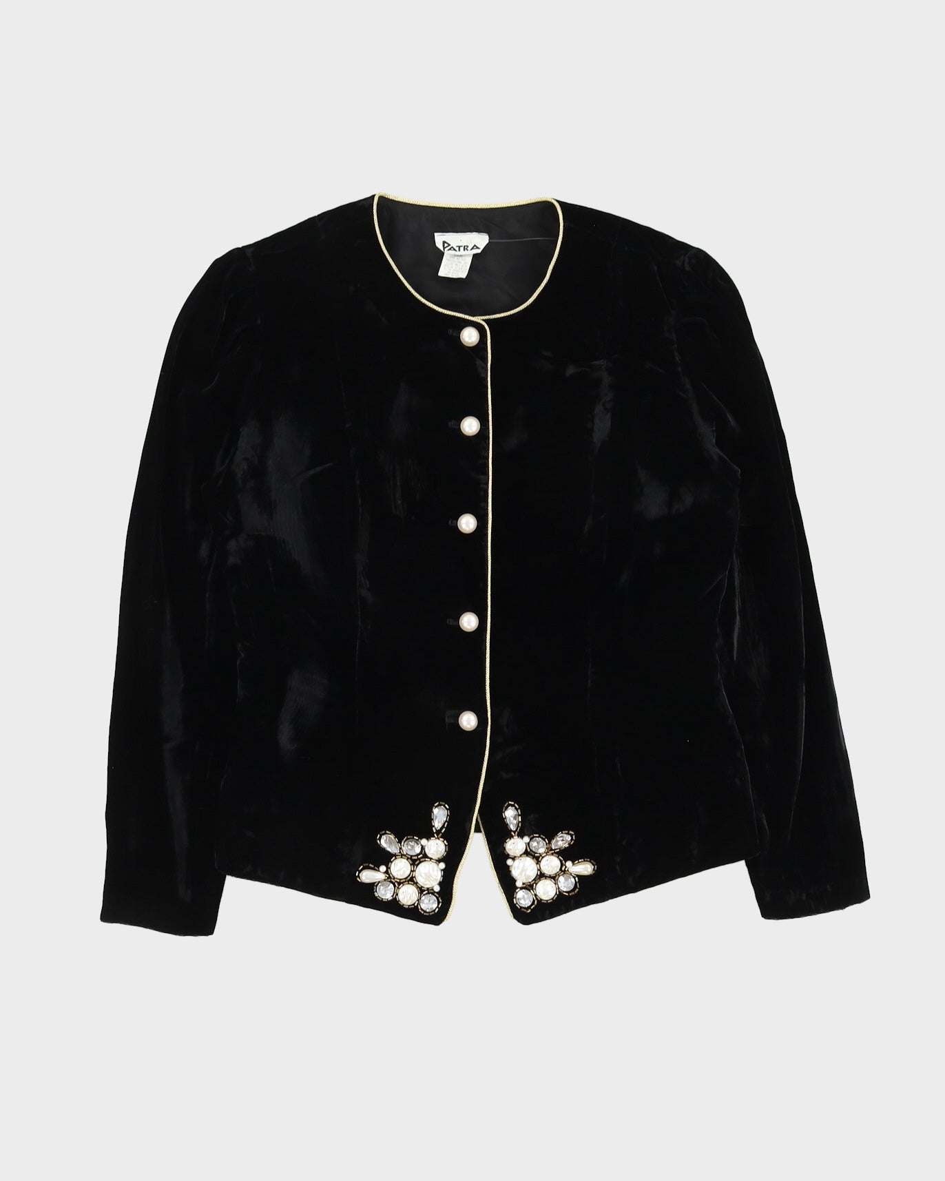 Black Embellished Velvet Blazer Jacket - M
