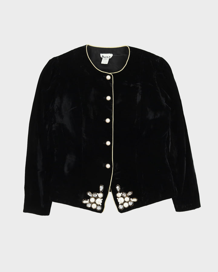 Black Embellished Velvet Blazer Jacket - M