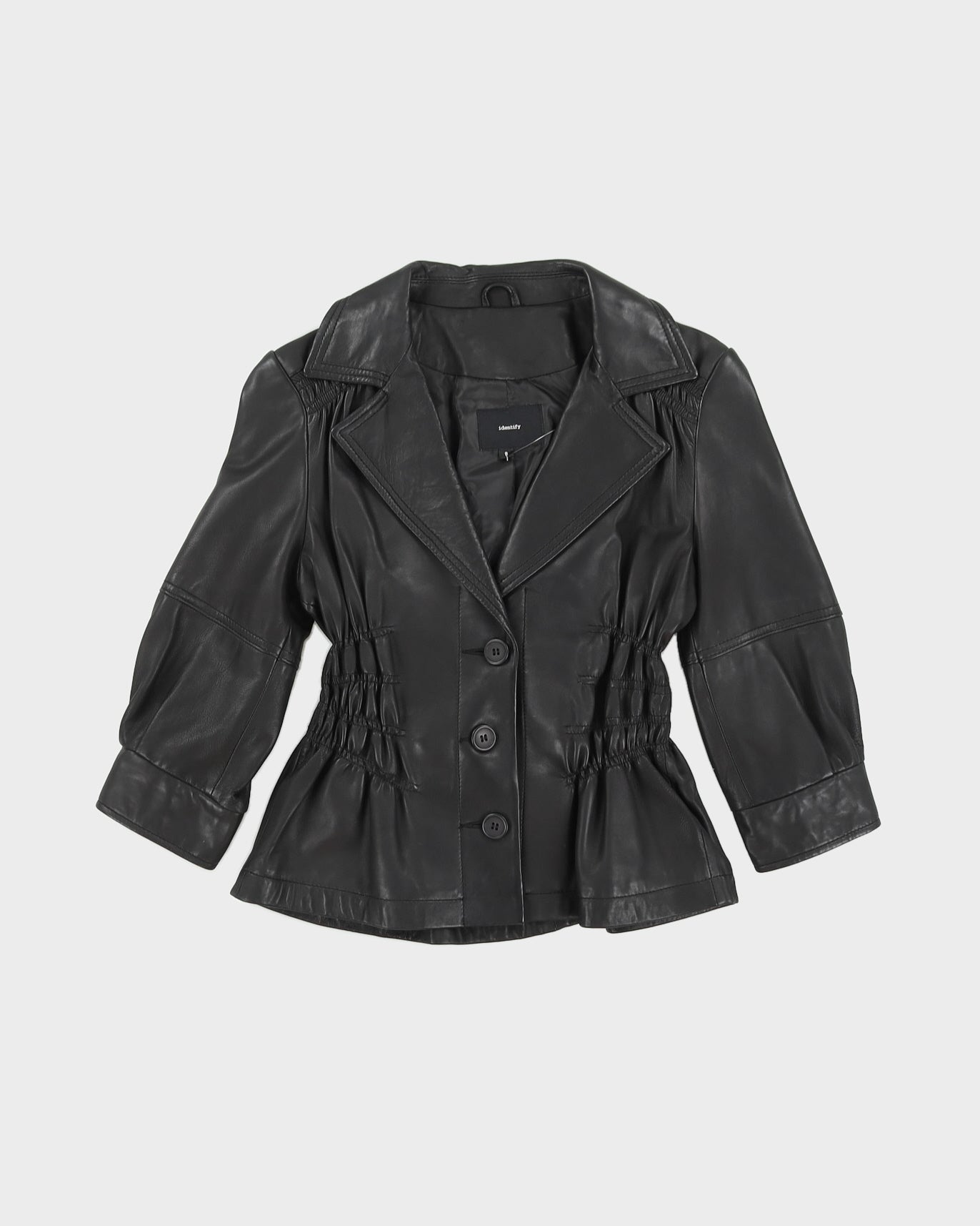 Y2K Black Leather Blazer Jacket - S