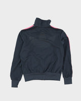 Adidas Grey Track Jacket With Pink Stripes - M
