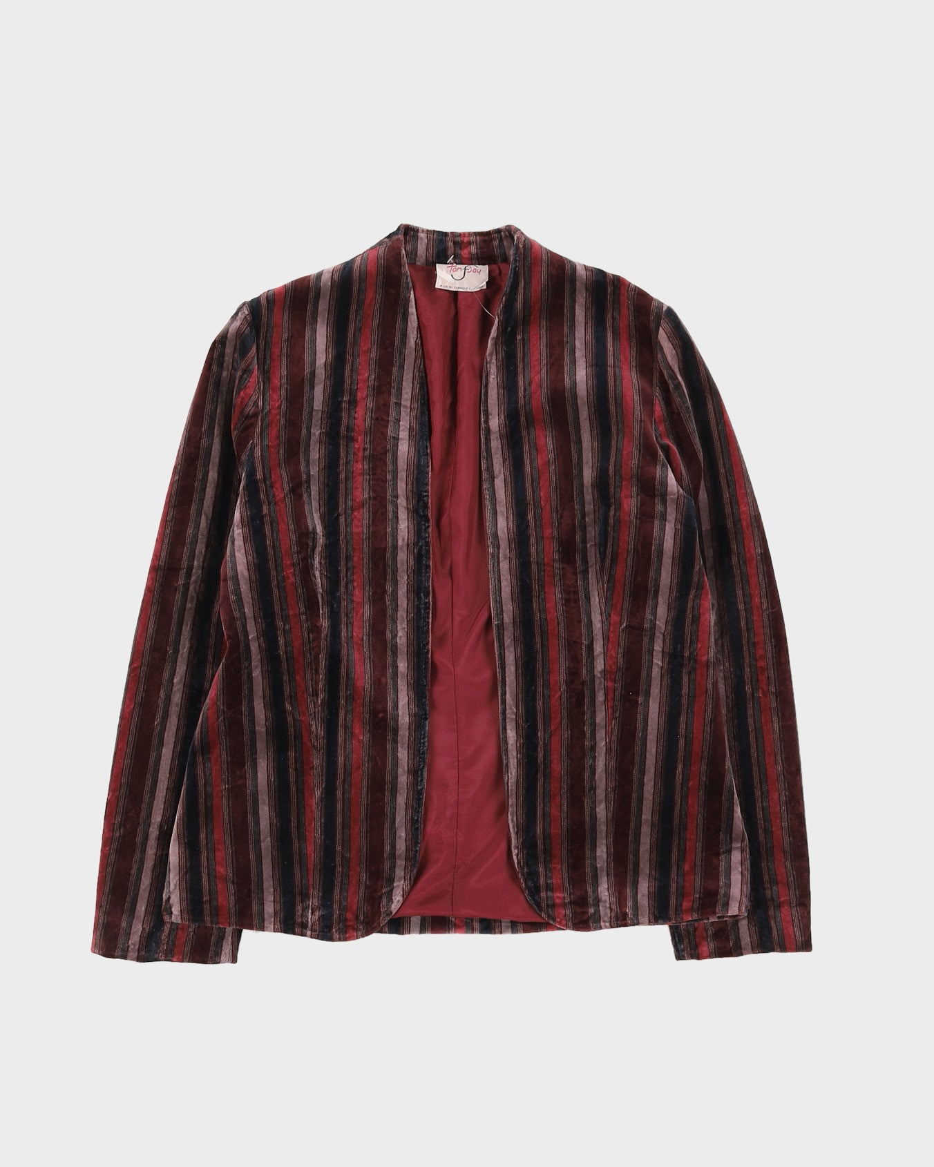 Vintage 1970s Maroon Striped Velvet Jacket - S