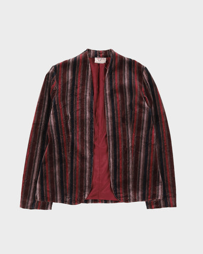 Vintage 1970s Maroon Striped Velvet Jacket - S