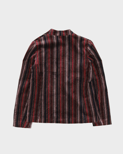 Vintage 1970s Maroon Striped Velvet Jacket - S