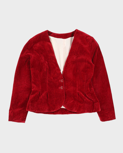 00s Raspberry Red Velvet Jacket - M