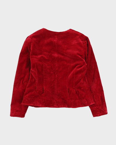 00s Raspberry Red Velvet Jacket - M