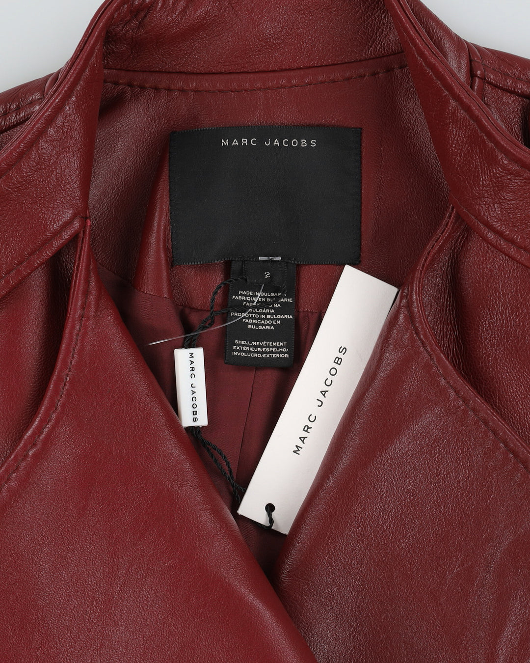Marc Jacobs Burgundy Leather Jacket XS Rokit