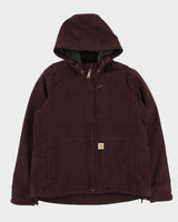 00s Carhartt Burgundy  Workwear Hooded Fleece Lined Jacket - M