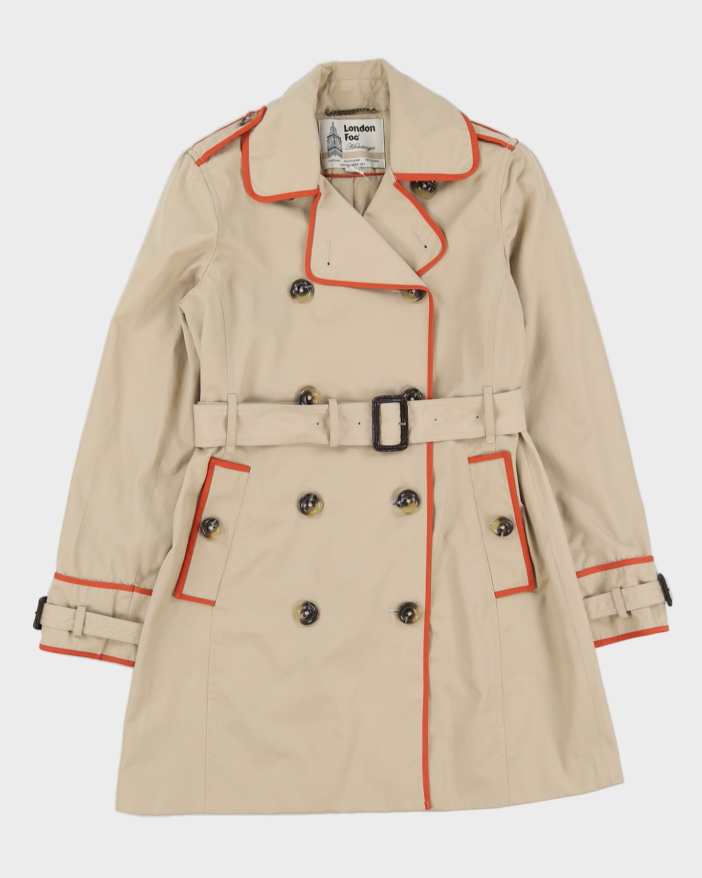 London Fog Beige Belted Short Rain Mac - XS