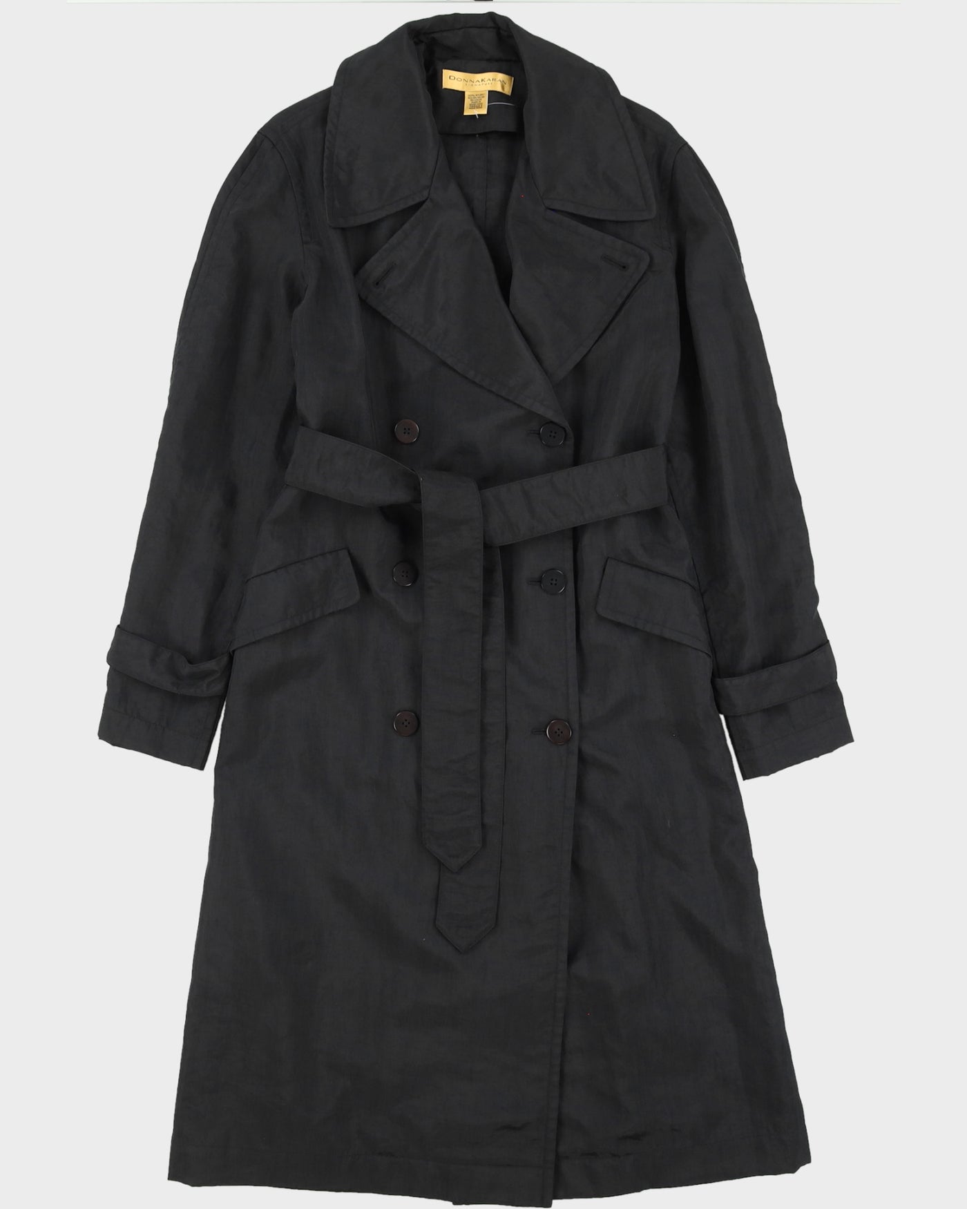 Donna Karan Black Belted Rain Mac - L
