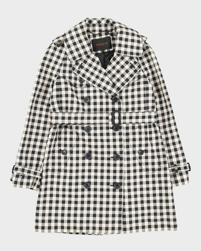 Coach Short Black And White Checked Rain Mac - S