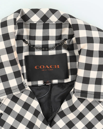 Coach Short Black And White Checked Rain Mac - S