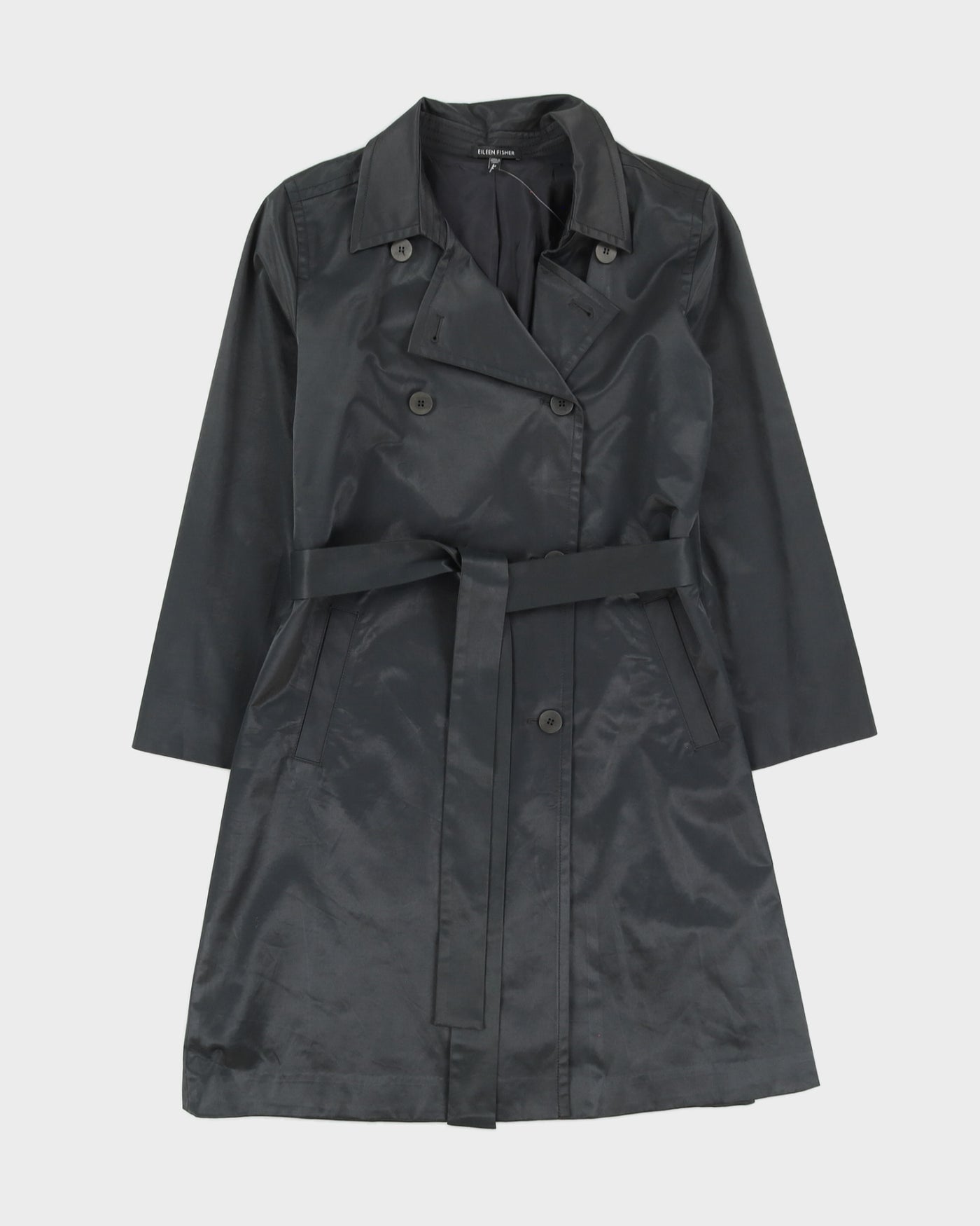 Eileen Fisher Grey Satin Rain Mac - M