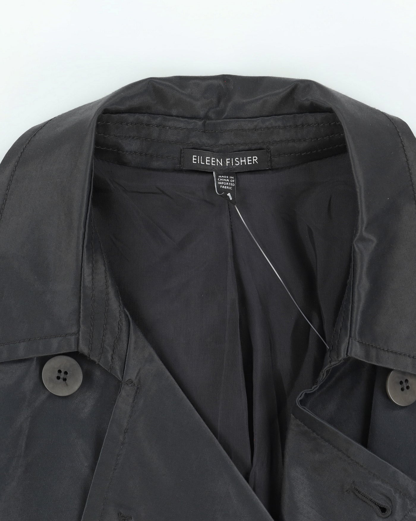 Eileen Fisher Grey Satin Rain Mac - M