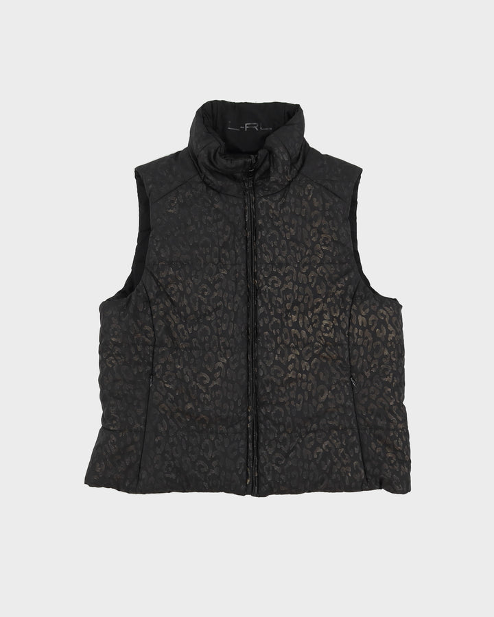 Ralph Lauren Leopard Print Black Puffer Gilet - L