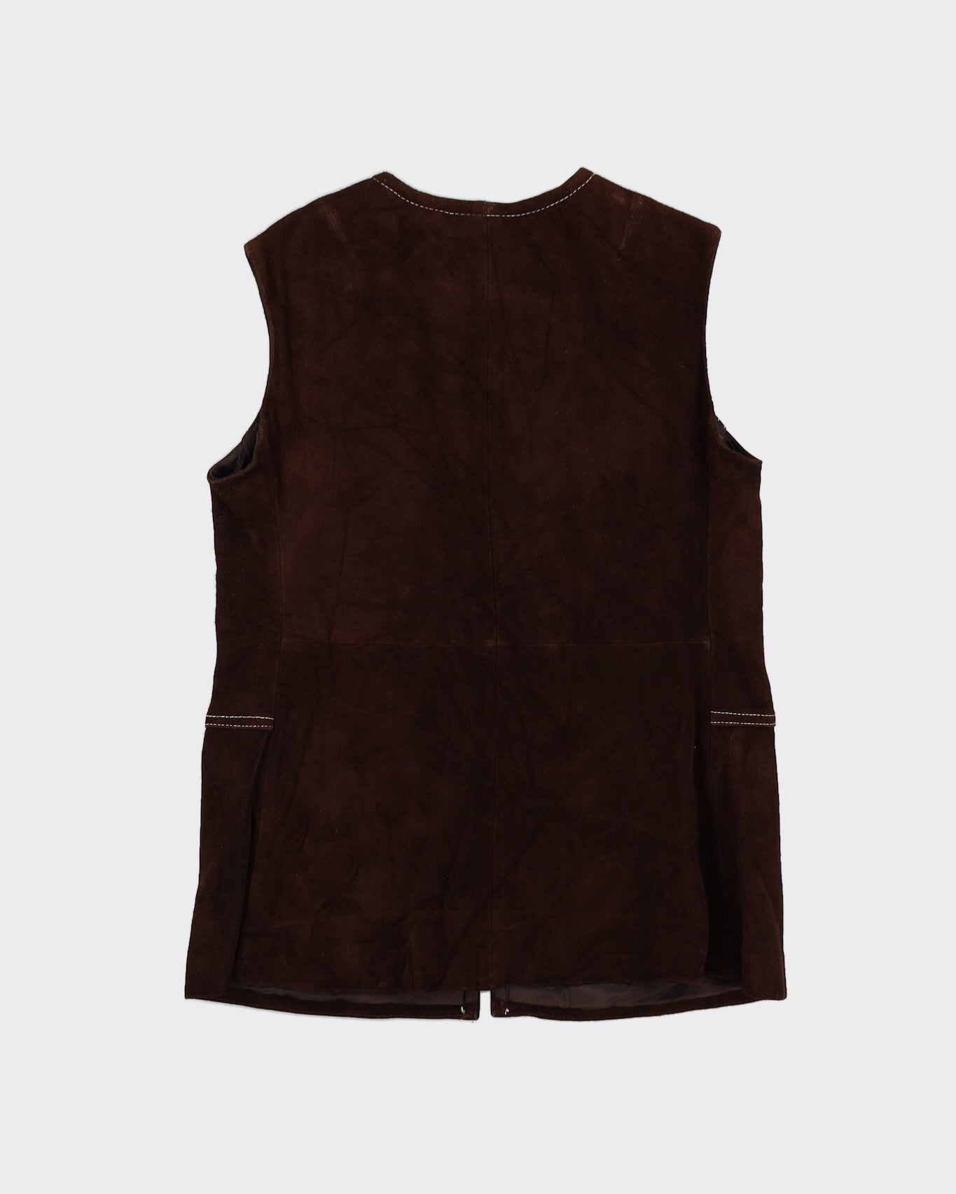 Vintage 1970s Brown Suede Waistcoat - M