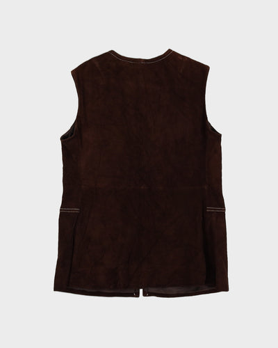 Vintage 1970s Brown Suede Waistcoat - M