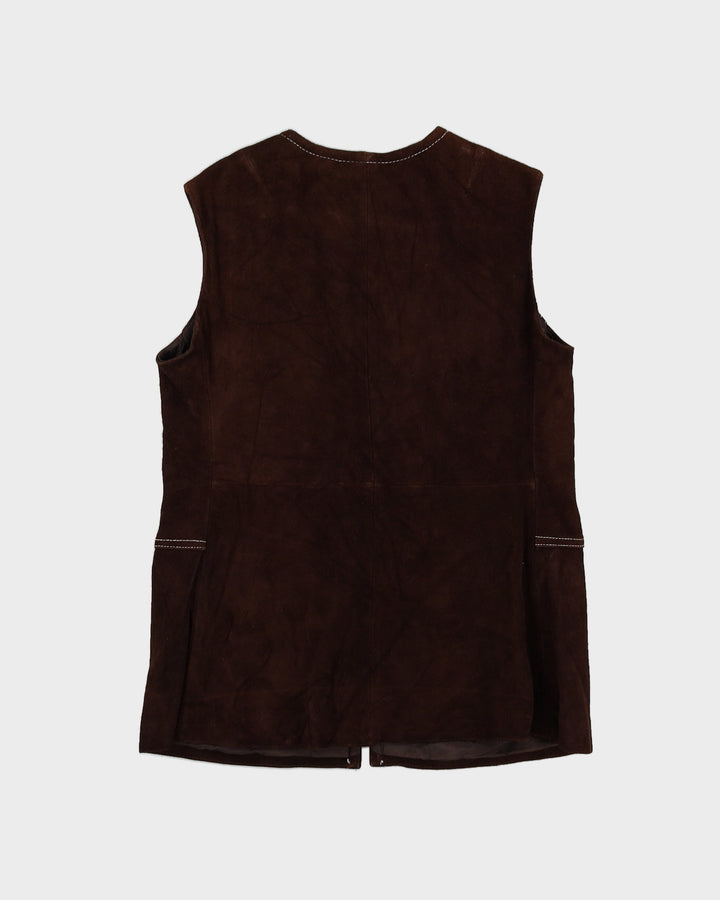 Vintage 1970s Brown Suede Waistcoat - M