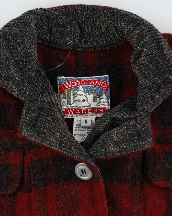 Red And Grey Checked Wool Jacket - S