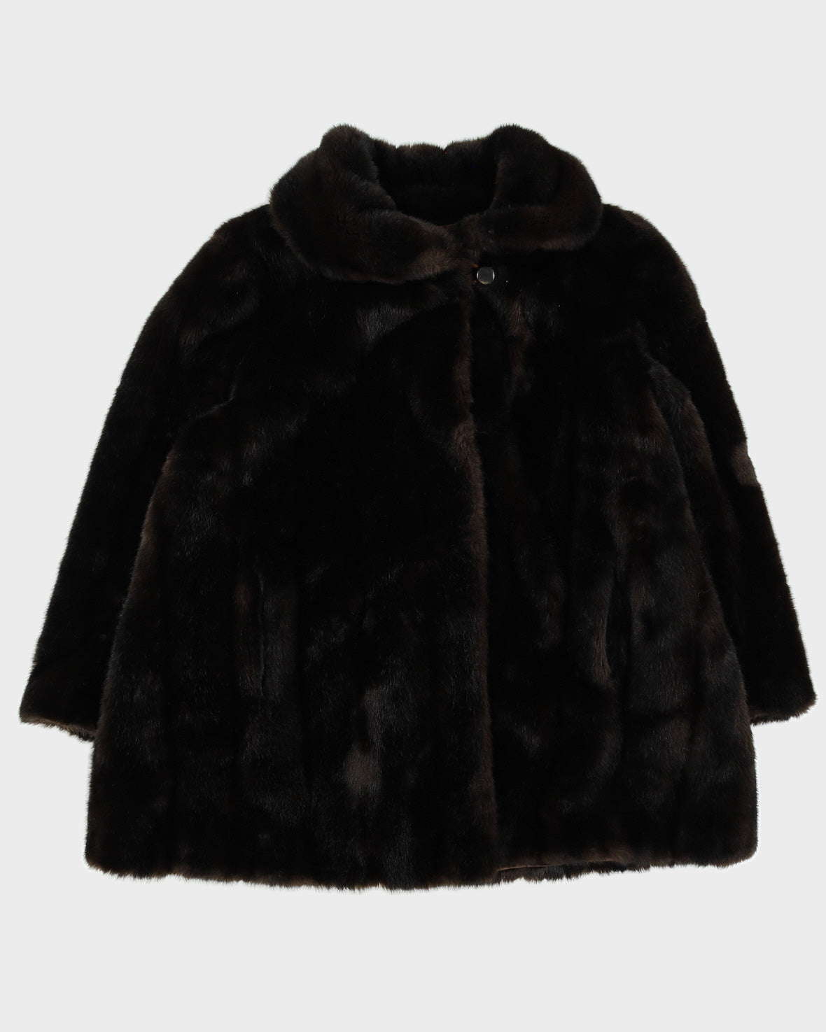 Vintage 1970-80s Brown Faux Fur Jacket - L