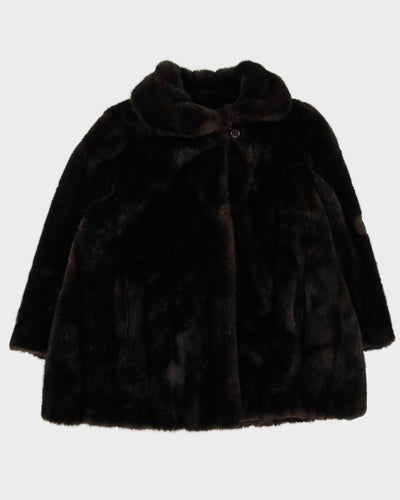 Vintage 1970-80s Brown Faux Fur Jacket - L