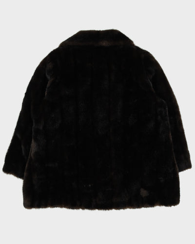 Vintage 1970-80s Brown Faux Fur Jacket - L
