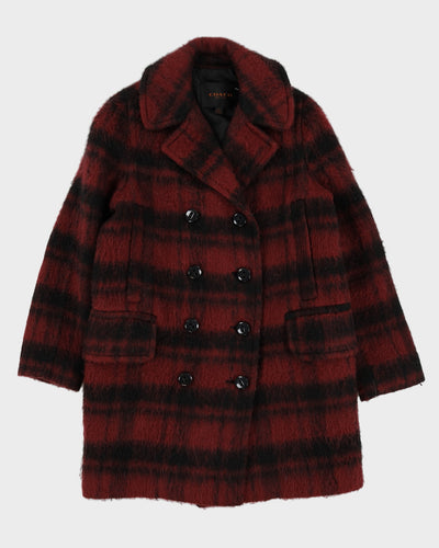 Coach Burgundy Checked Short Coat - S
