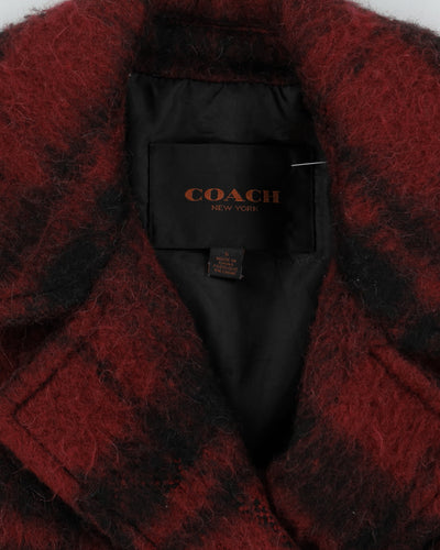 Coach Burgundy Checked Short Coat - S