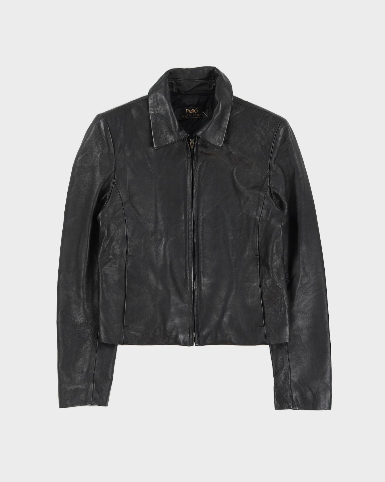 Black Fitted Short Leather jacket - XS