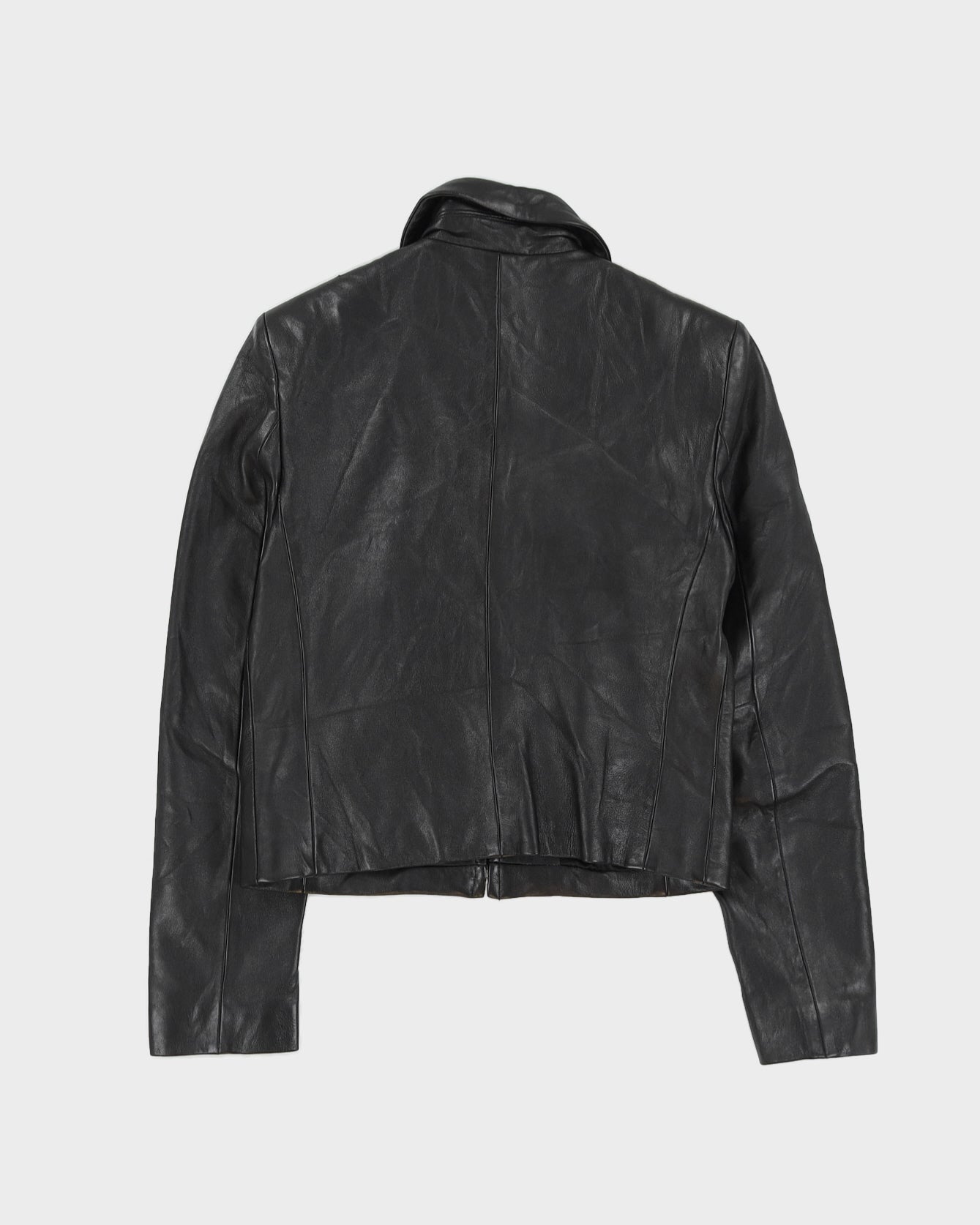 Black Fitted Short Leather jacket - XS