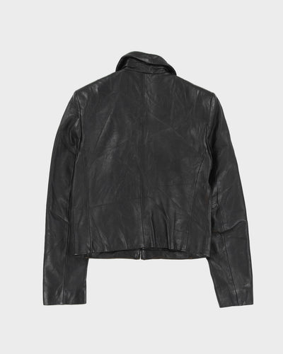 Black Fitted Short Leather jacket - XS