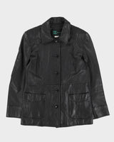 Black Fitted Box Style Leather jacket - M