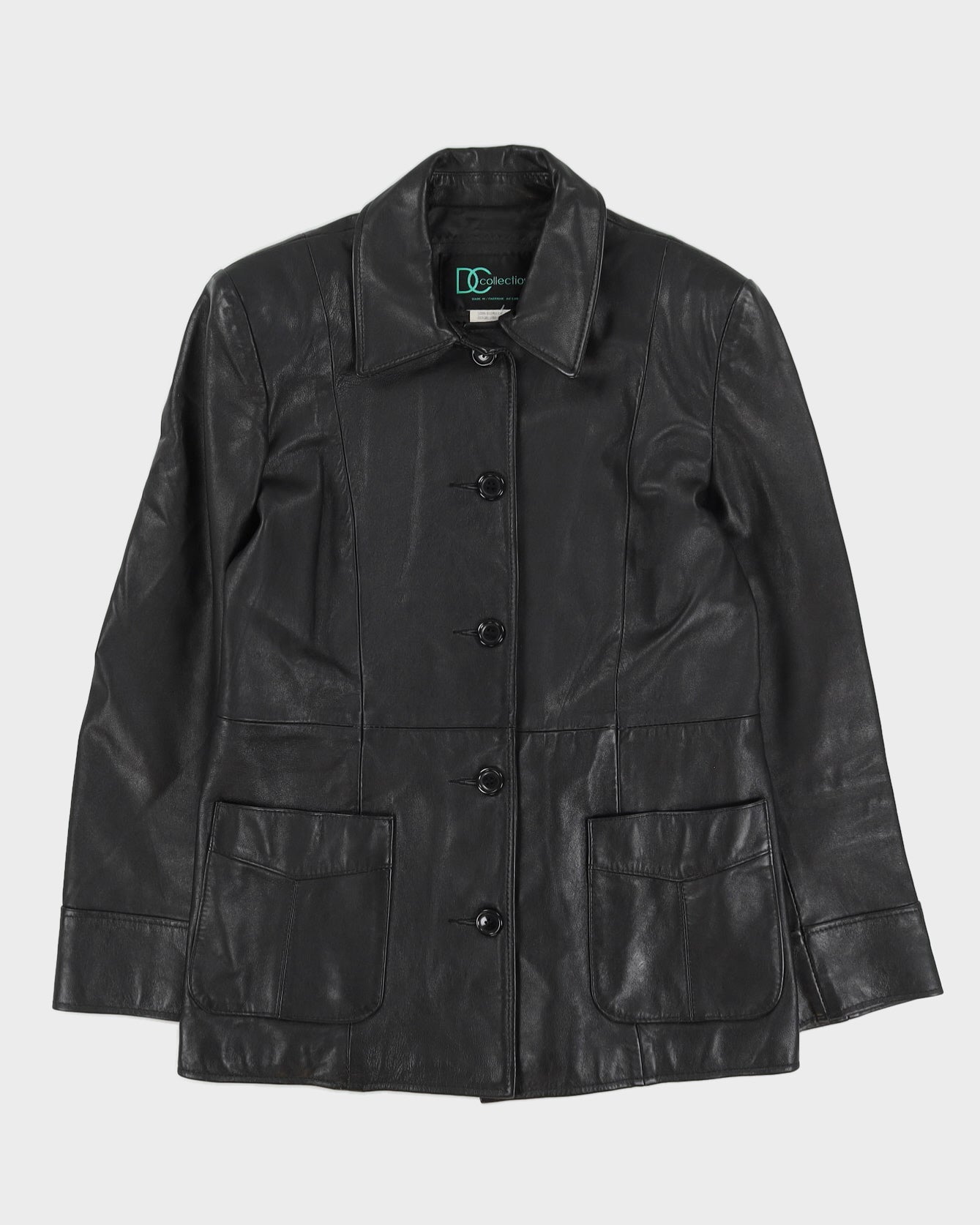 Black Fitted Box Style Leather jacket - M