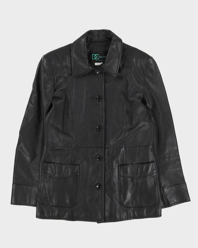 Black Fitted Box Style Leather jacket - M