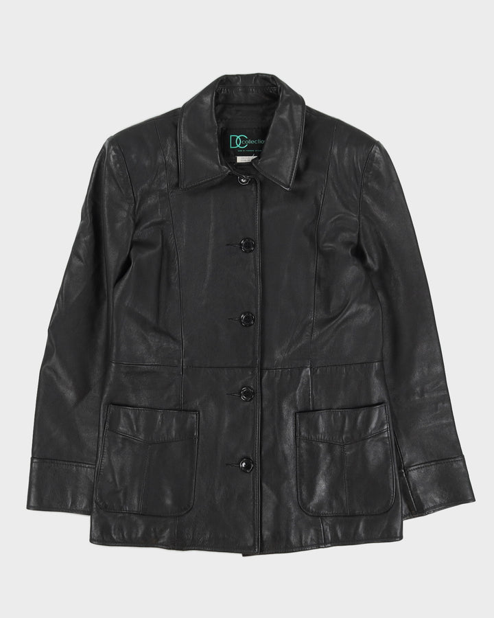 Black Fitted Box Style Leather jacket - M