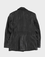 Black Fitted Box Style Leather jacket - M
