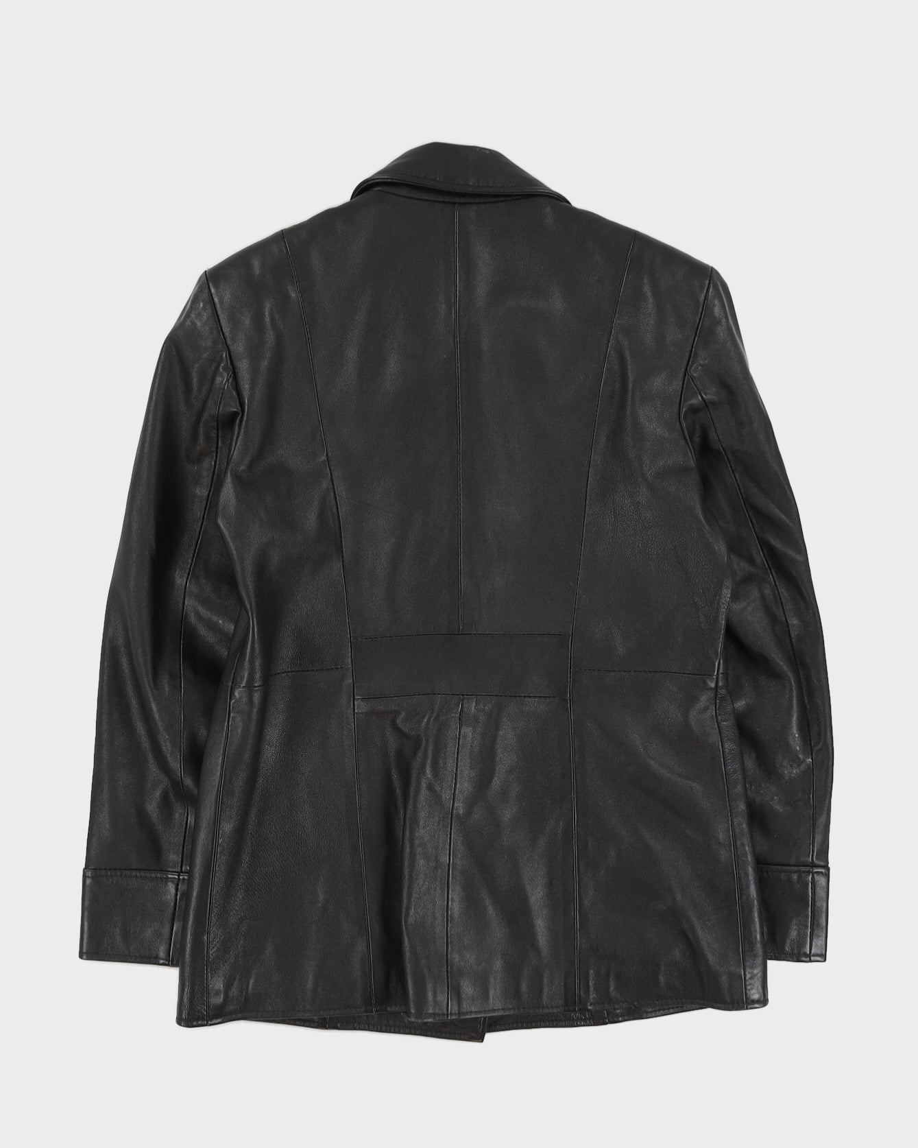 Black Fitted Box Style Leather jacket - M