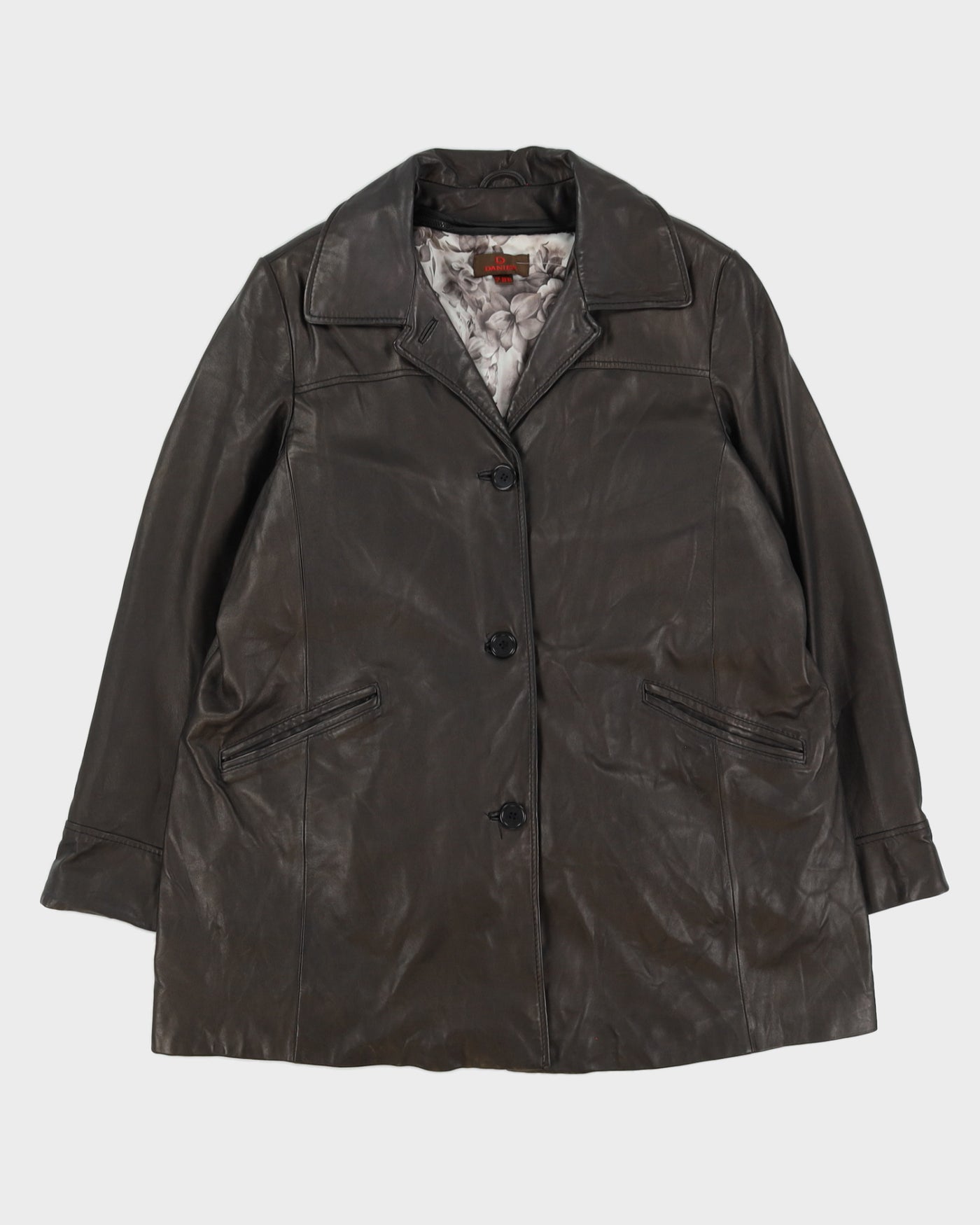 Brown Box Style Leather Jacket - XL