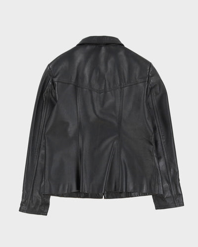 Black Leather Zip Jacket - S