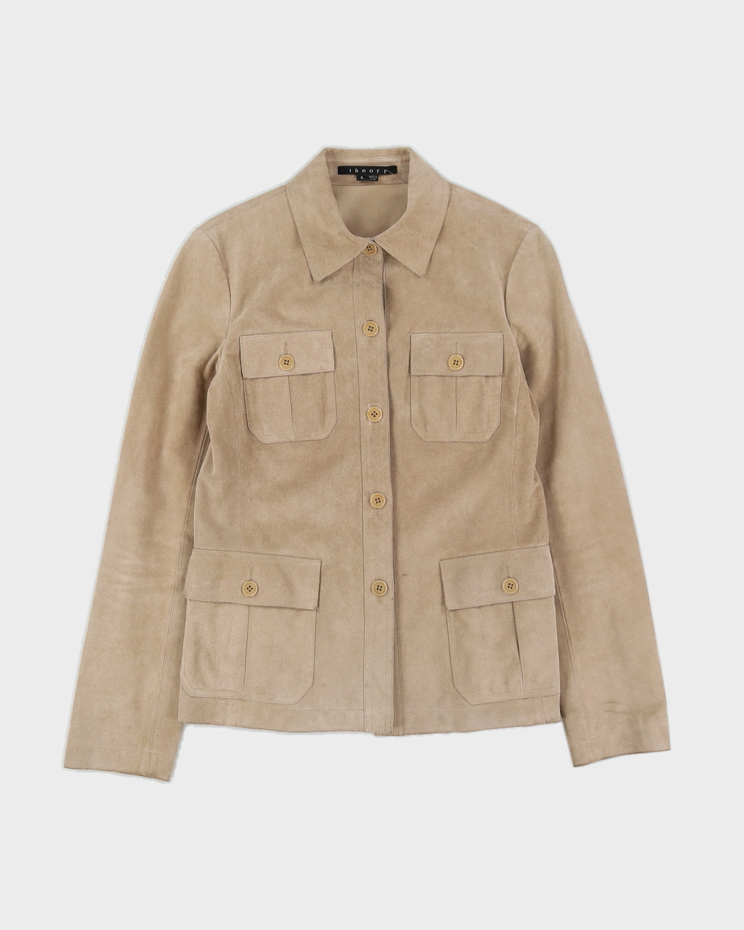 Theory Beige Suede Shirt Jacket - S