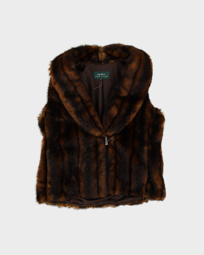 Lauren Ralph Lauren Brown Faux Fur Gilet - M