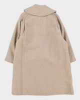 Cream Checked Overcoat - S