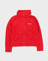 00s Y2K Adidas Red Velour Track Jacket - L
