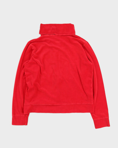 00s Y2K Adidas Red Velour Track Jacket - L