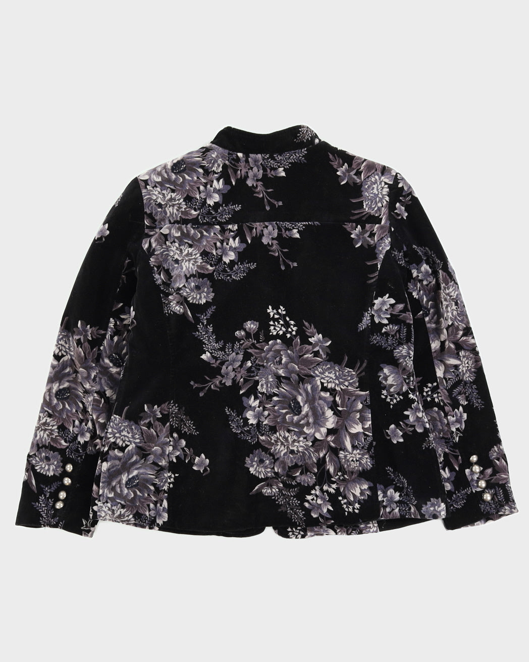 Black Floral Patterned Velvet Jacket - S