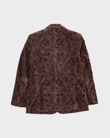 Brown Patterned Velvet Jacket - S